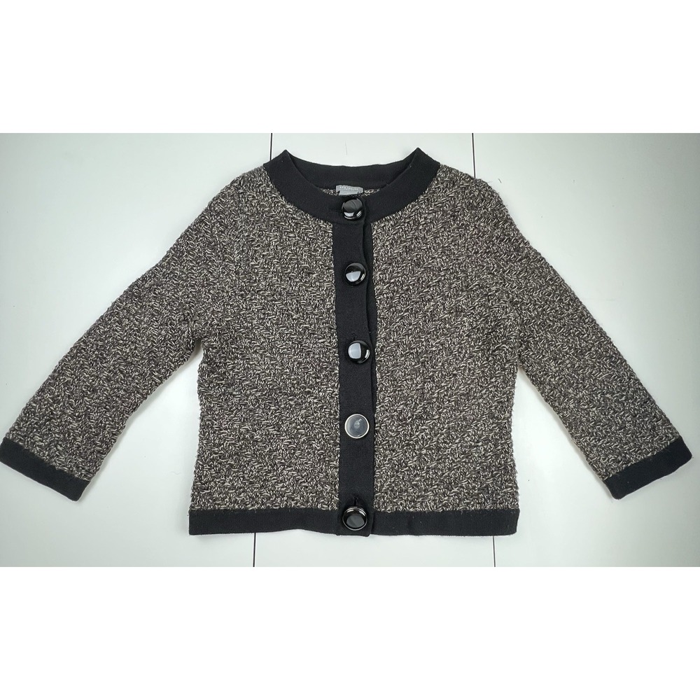 Ann Taylor Sweater Women's Cardigan 100% Merino Wool Brown MP BROKEN BUTTON